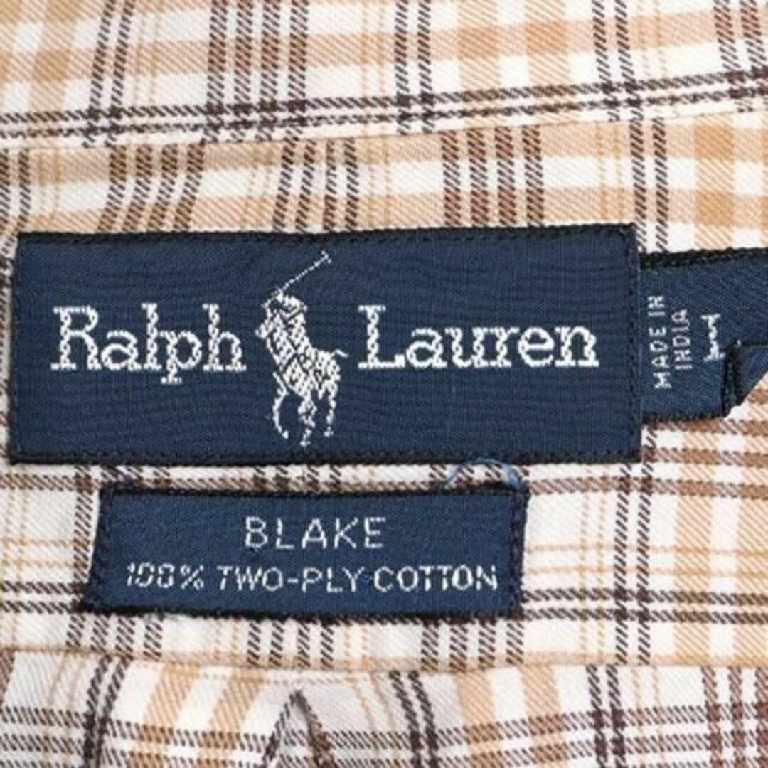 Ralph Lauren(ラルフローレン)の90s ラルフローレン チェック 長袖 ボタンダウン シャツ ポニー刺繍 L メンズのトップス(シャツ)の商品写真