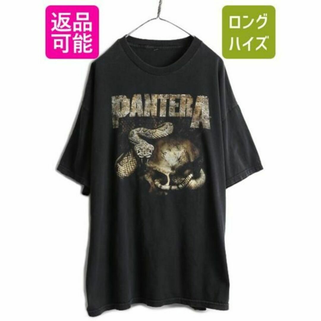 00s パンテラ スカル スネーク プリント Tシャツ XXL バンド ロックTシャツ/カットソー(半袖/袖なし)