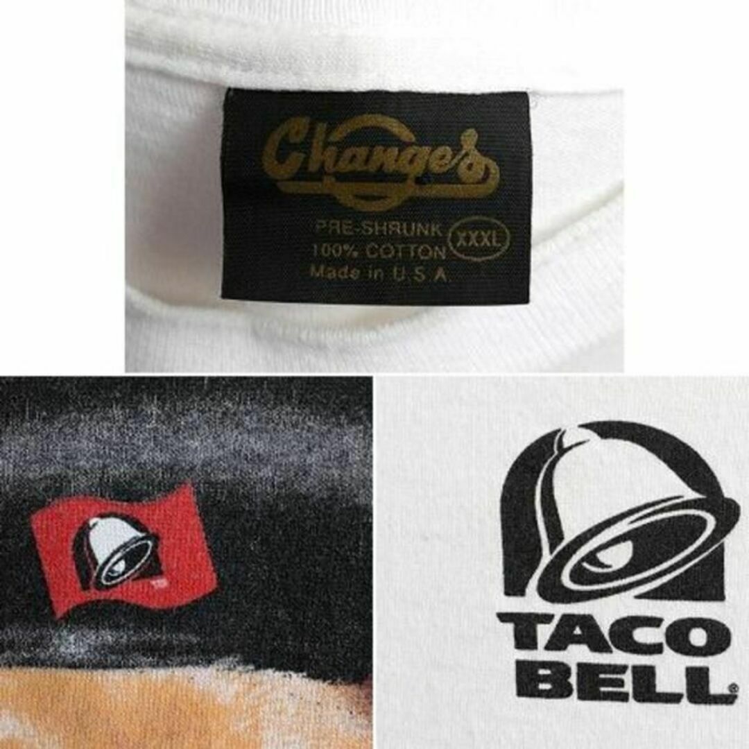90s タコベル チワワ プリント Tシャツ 3XL 古着 アニマル 企業物 白の
