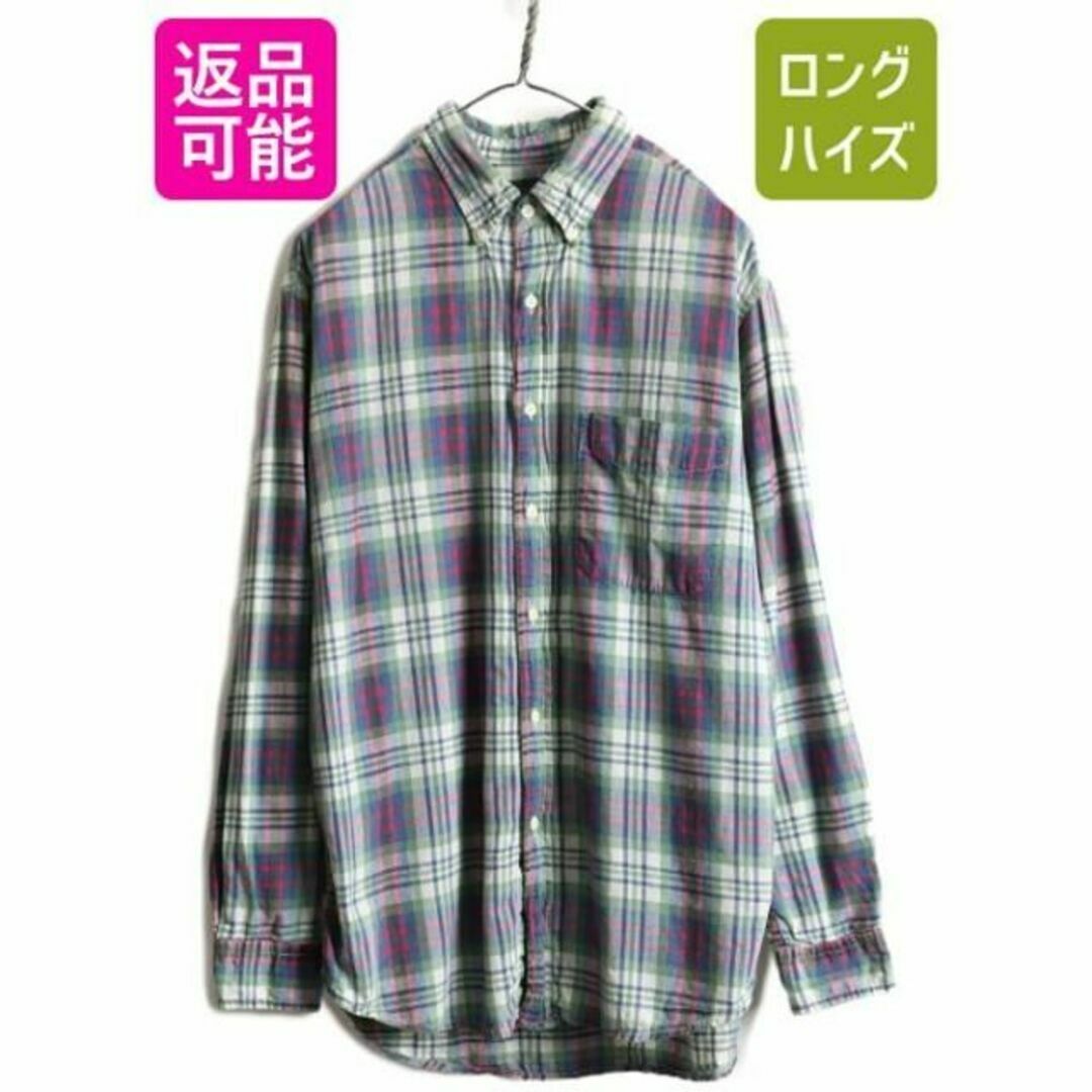 90s J CREW マドラス チェック 長袖 ボタンダウン シャツ L 総柄 メンズのトップス(シャツ)の商品写真