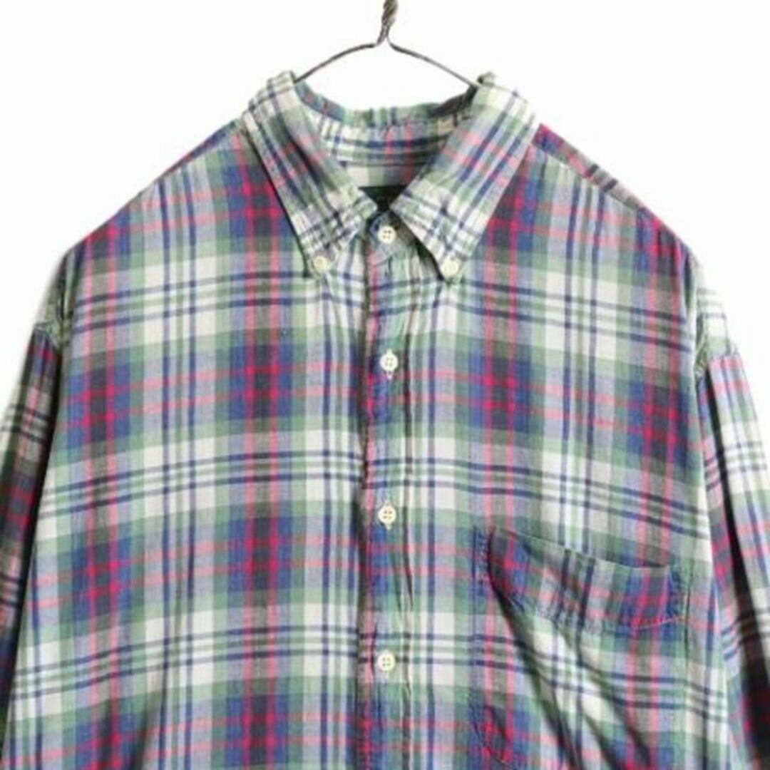 90s J CREW マドラス チェック 長袖 ボタンダウン シャツ L 総柄 メンズのトップス(シャツ)の商品写真