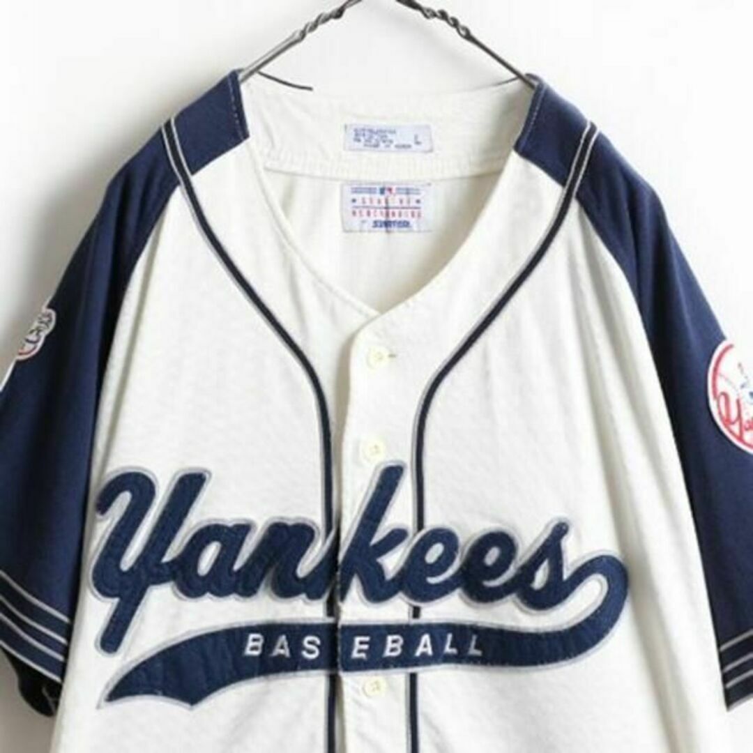 90s MLB スターター ヤンキース ベースボール シャツ L ユニホームの 90s MLB スターター ヤンキース ベースボール シャツ L ユニホームの