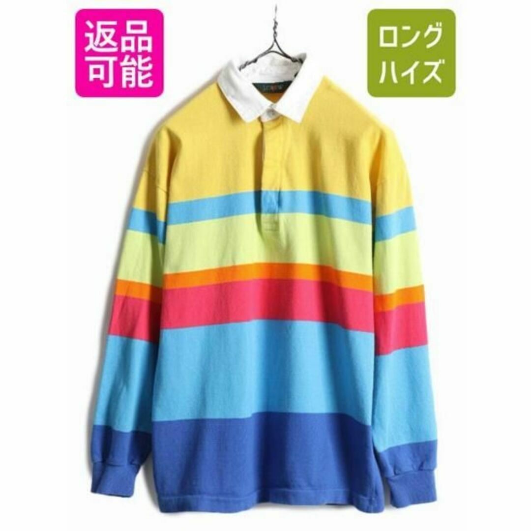 90s J CREW ボーダー 長袖 ラガー シャツ S オールド 長袖シャツ