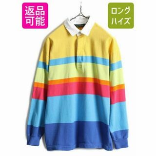 90s J CREW ボーダー 長袖 ラガー シャツ S オールド 長袖シャツ(シャツ)