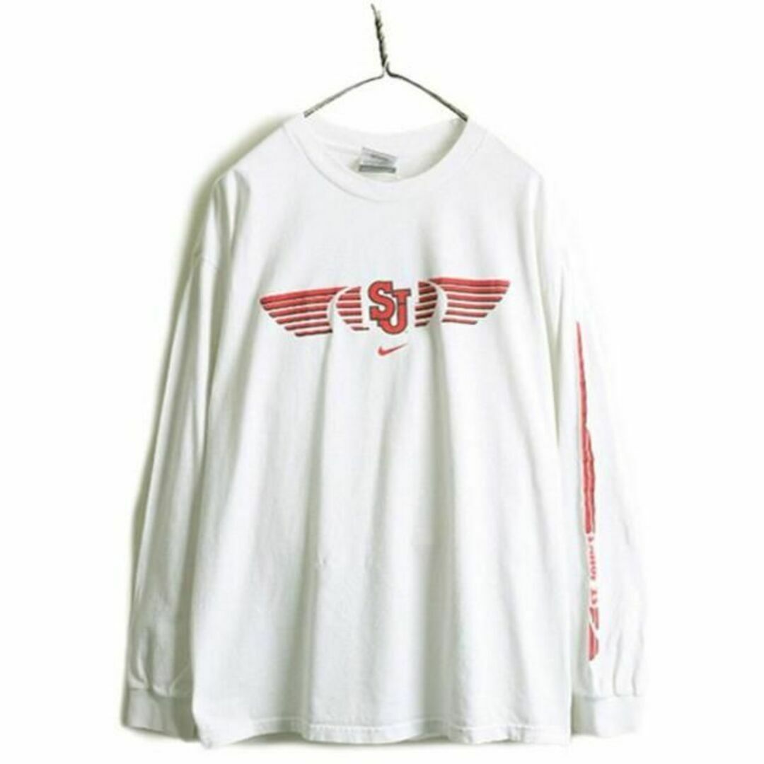 NIKE(ナイキ)の00s NIKE センター スモール スウォッシュ プリント 長袖 Tシャツ L メンズのトップス(Tシャツ/カットソー(七分/長袖))の商品写真