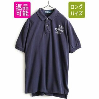 ラルフローレン(Ralph Lauren)の90s ポロ ラルフローレン 鹿の子 半袖ポロシャツ L オールド 紺 フラッグ(ポロシャツ)