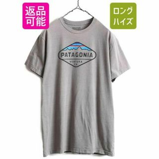 パタゴニア(patagonia)のパタゴニア フィッツロイロゴ プリント 半袖Tシャツ L 灰 アウトドア メンズ(Tシャツ/カットソー(半袖/袖なし))