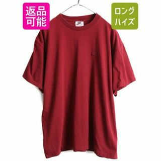 ナイキ(NIKE)の90s USA製 ナイキ スウォッシュ刺繍 半袖Tシャツ L バーガンディー(Tシャツ/カットソー(半袖/袖なし))