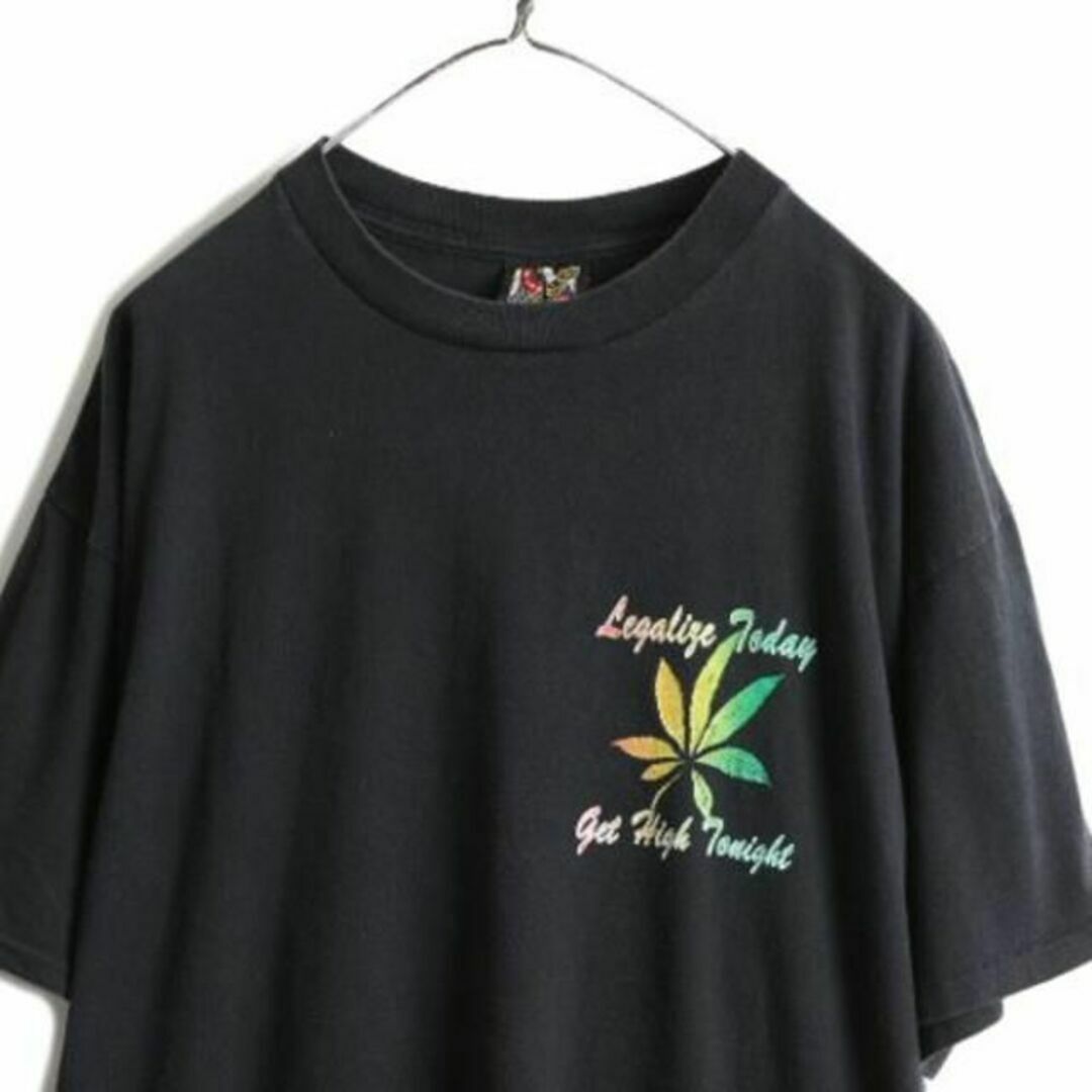 90s マリファナ 両面 プリント Tシャツ XL 黒 ヘビーウェイト 大麻の