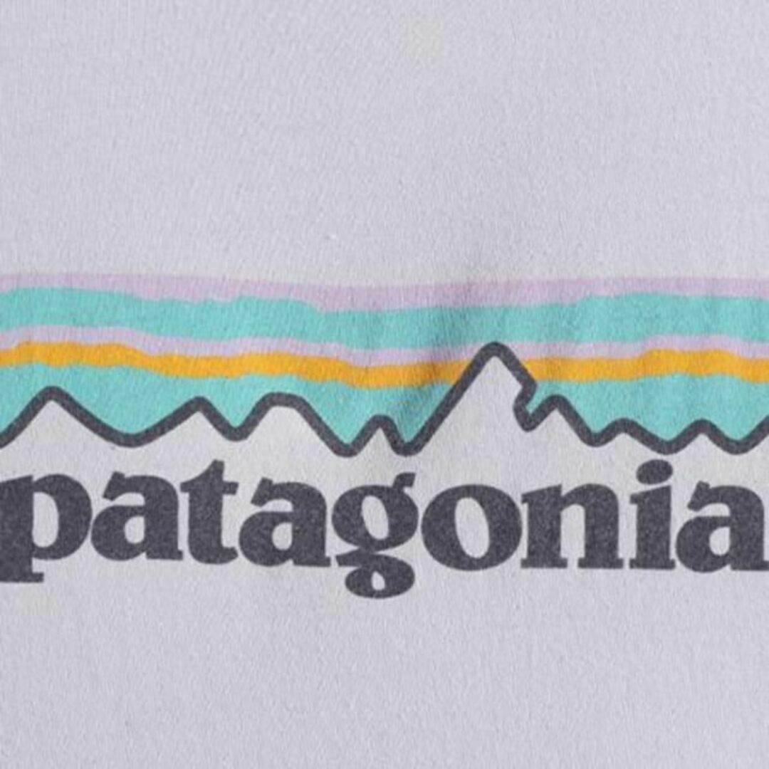 patagonia(パタゴニア)のパタゴニア プリント 半袖Tシャツ L アウトドア パステル 紫 ボックスロゴ レディースのトップス(Tシャツ(半袖/袖なし))の商品写真