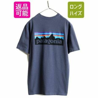 パタゴニア(patagonia)のパタゴニア プリント 半袖 Tシャツ S ボックスロゴ P-6 青紺 アウトドア(Tシャツ/カットソー(半袖/袖なし))