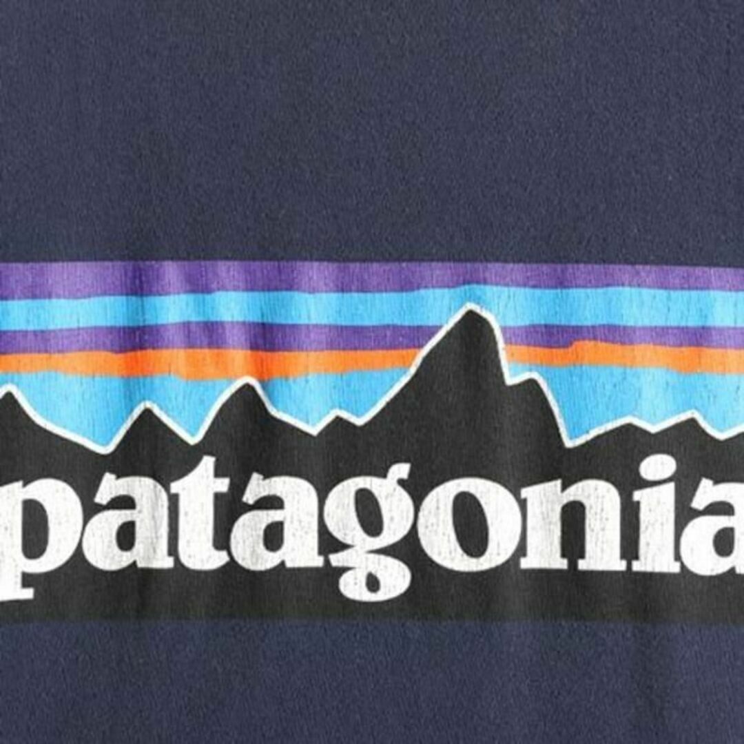 パタゴニア プリント 半袖 Tシャツ S 紺 アウトドア ボックスロゴ P-6