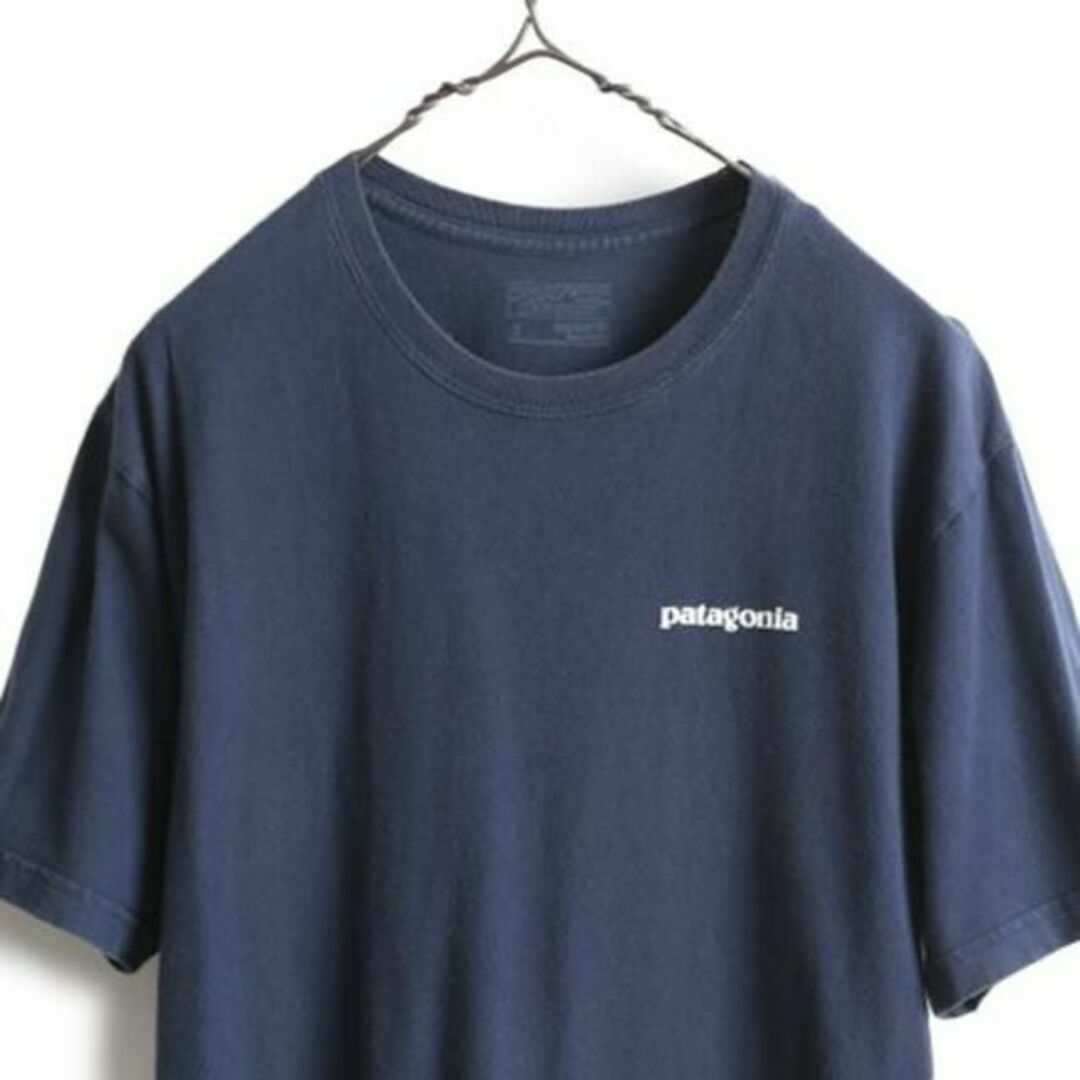 パタゴニア プリント 半袖 Tシャツ S 紺 アウトドア ボックスロゴ P-6