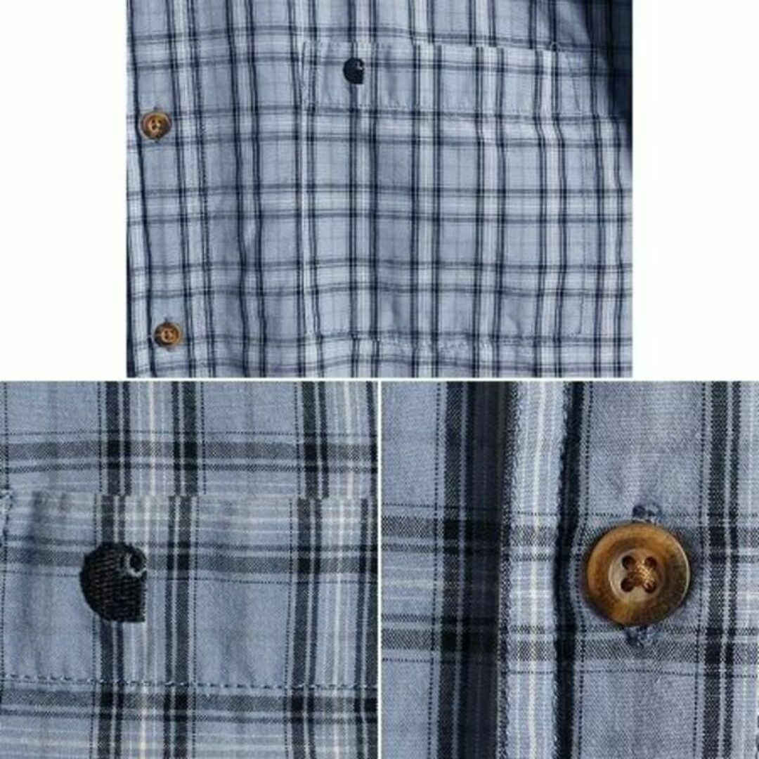 US企画 カーハート チェック 半袖シャツ XL ワーク ポケット付き 廃盤 メンズのトップス(シャツ)の商品写真