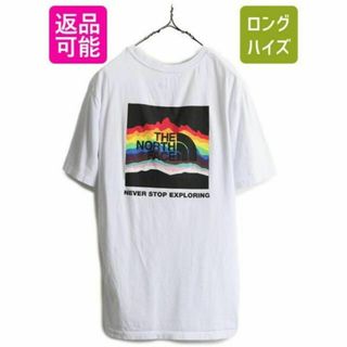 ザノースフェイス(THE NORTH FACE)のノースフェイス レインボー プリント Tシャツ M 白 アウトドア ボックスロゴ(Tシャツ/カットソー(半袖/袖なし))