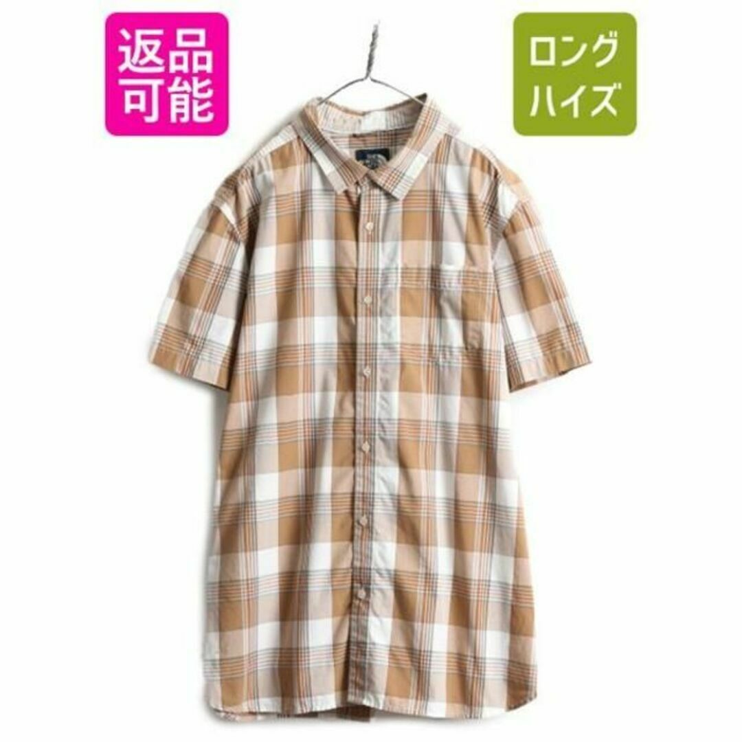 US企画 ノースフェイス チェック 半袖 シャツ アウトドア マチ付き XXL