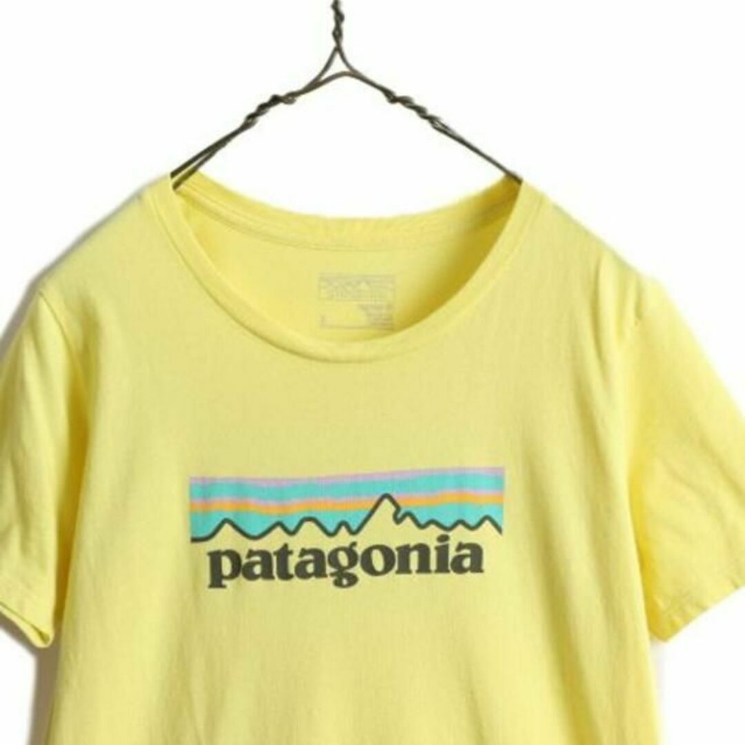 patagonia(パタゴニア)のUSA製 パタゴニア プリント 半袖 Tシャツ S 黄 アウトドア ボックスロゴ レディースのトップス(Tシャツ(半袖/袖なし))の商品写真