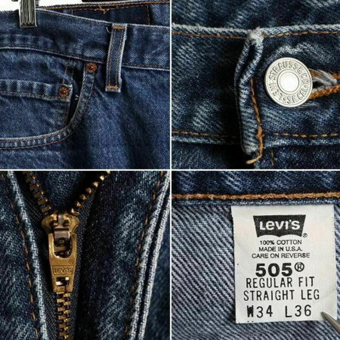 00s USA製 リーバイス 505 デニム パンツ 34 36 濃紺 ジーパン 2