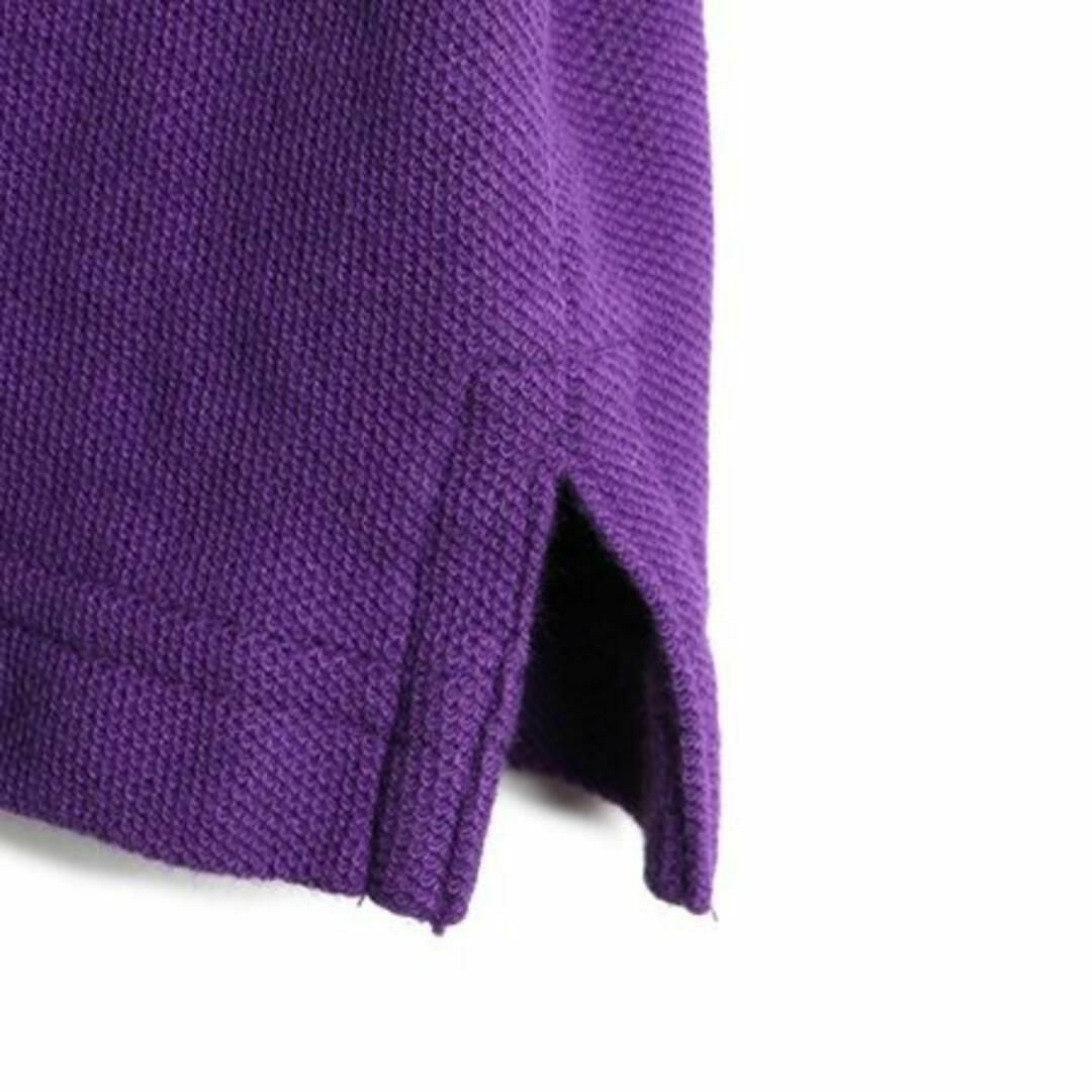 90s ラコステ ポケット付き 鹿の子 半袖 Tシャツ L オールド ワニ 紫トップス