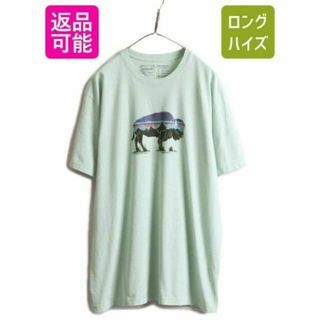 パタゴニア(patagonia)のパタゴニア フィッツロイ バイソン プリント 半袖 Tシャツ XL 緑 アニマル(Tシャツ/カットソー(半袖/袖なし))