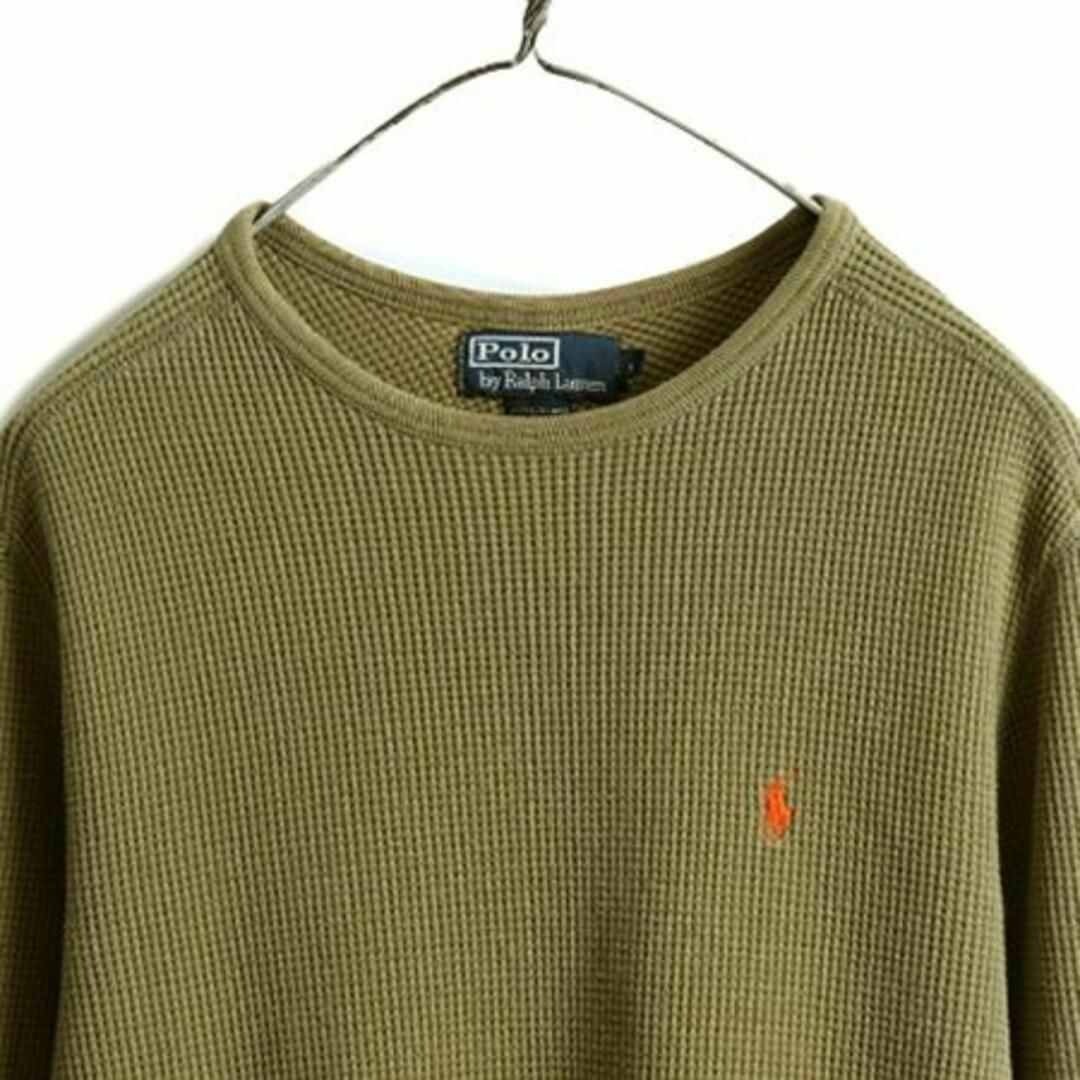 ポロ ラルフローレン コットン サーマル 長袖 Tシャツ L オリーブ ワッフル