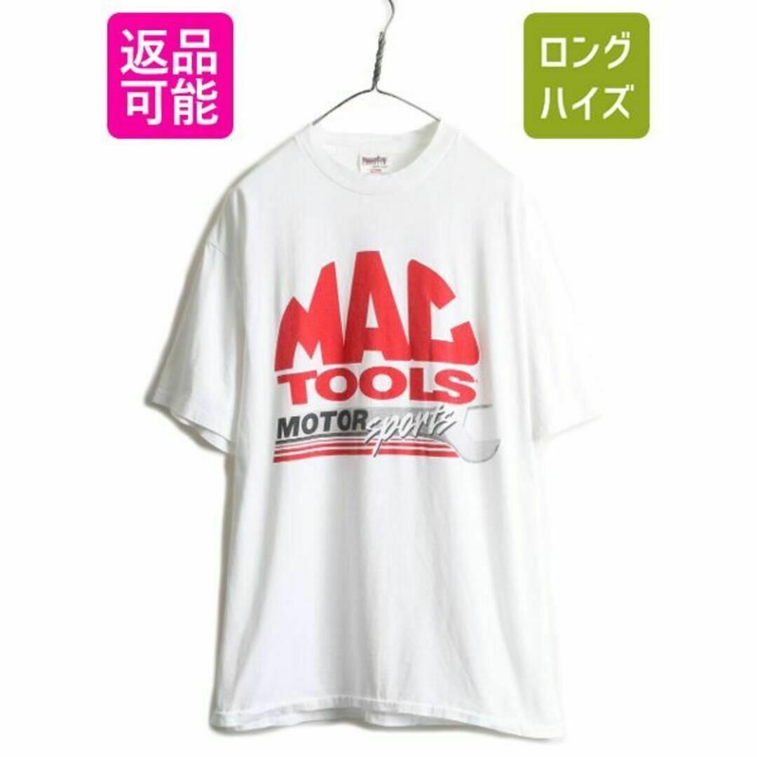 90s MACTOOLS 企業 ロゴ プリント 半袖 Tシャツ XL 白 当時物