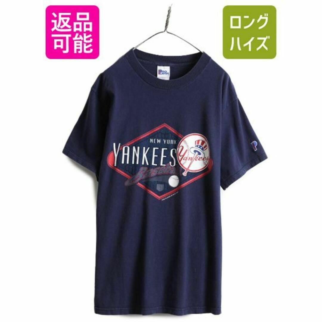 Tシャツ/カットソー(半袖/袖なし)90s USA製 MLB オフィシャル ヤンキース プリント Tシャツ L 紺
