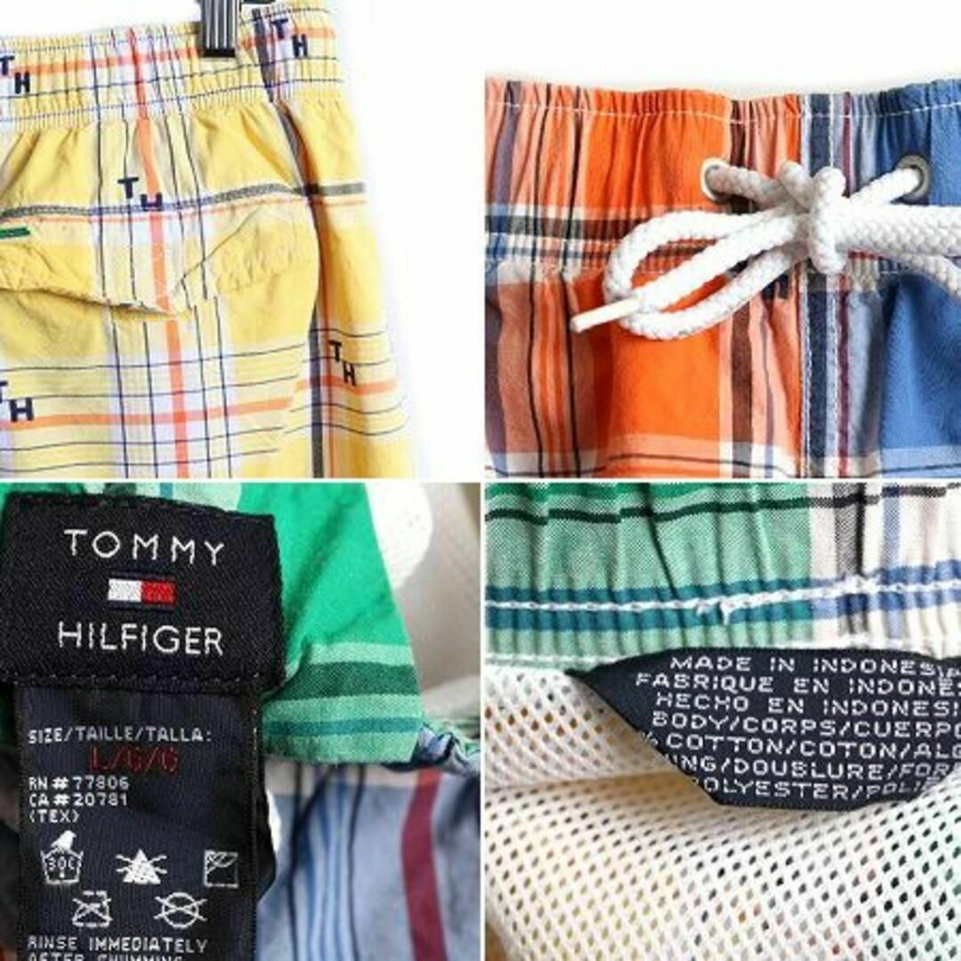 00s トミーヒルフィガー クレイジー パターン チェック ショートパンツ L メンズのパンツ(ショートパンツ)の商品写真