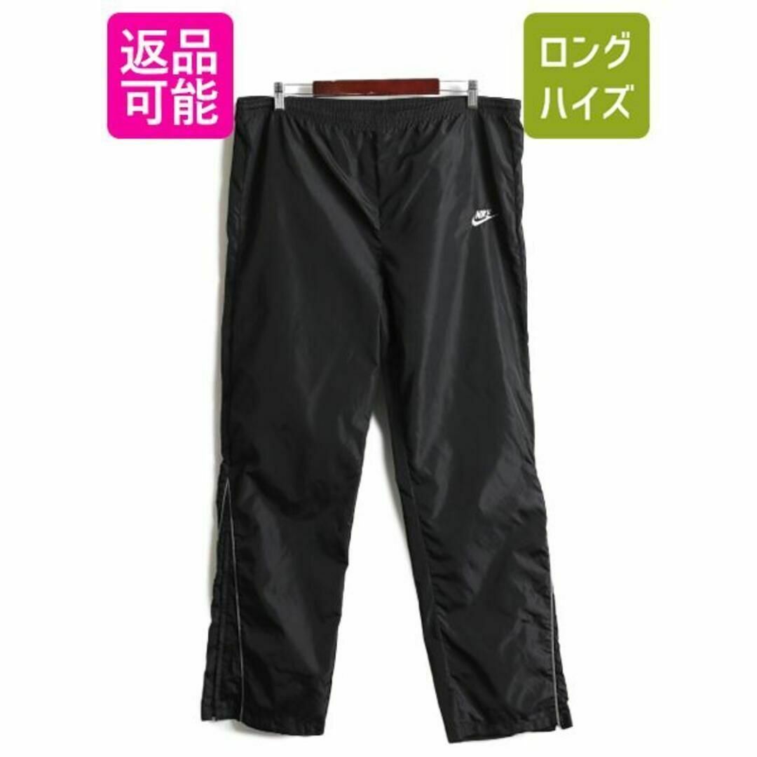 NIKE(ナイキ)の80s 紺タグ ビンテージ ナイキ ナイロン パンツ L 黒 スウォッシュ 薄手 メンズのパンツ(その他)の商品写真