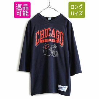 チャンピオン(Champion)の80s USA製 チャンピオン 3段 カレッジプリント フットボールTシャツ L(Tシャツ/カットソー(七分/長袖))