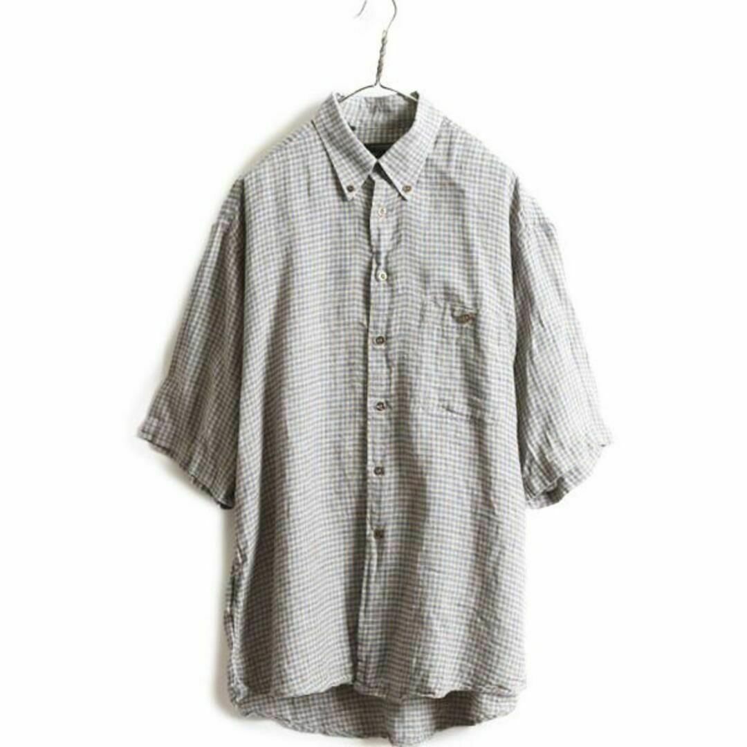 100% リネン USA製 バーバリー ギットマン 半袖 ボタンダウンシャツ L メンズのトップス(シャツ)の商品写真