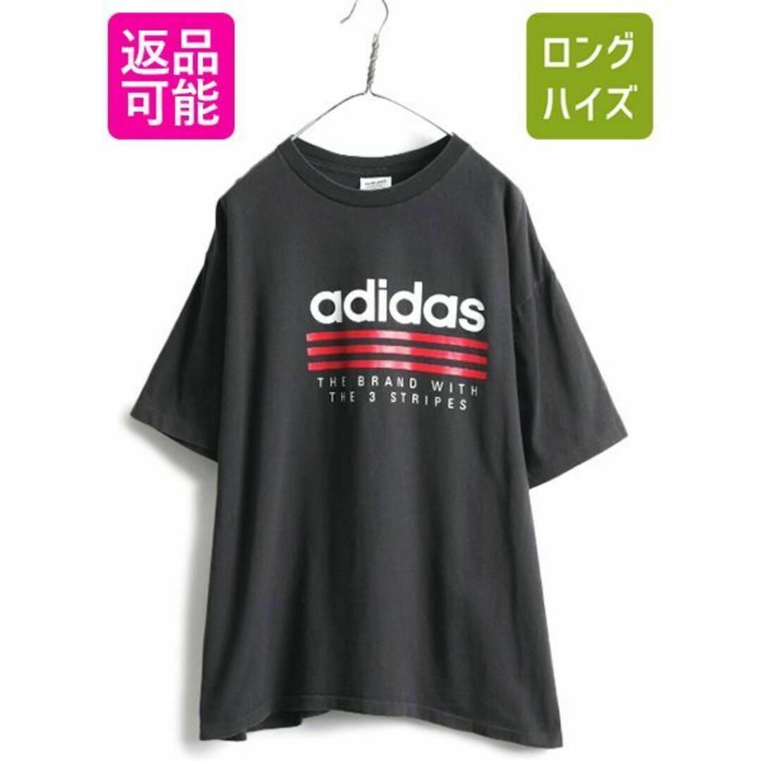 adidas(アディダス)の90s USA製 アディダス プリント 半袖 Tシャツ L ヘビーウェイト 黒 メンズのトップス(Tシャツ/カットソー(半袖/袖なし))の商品写真