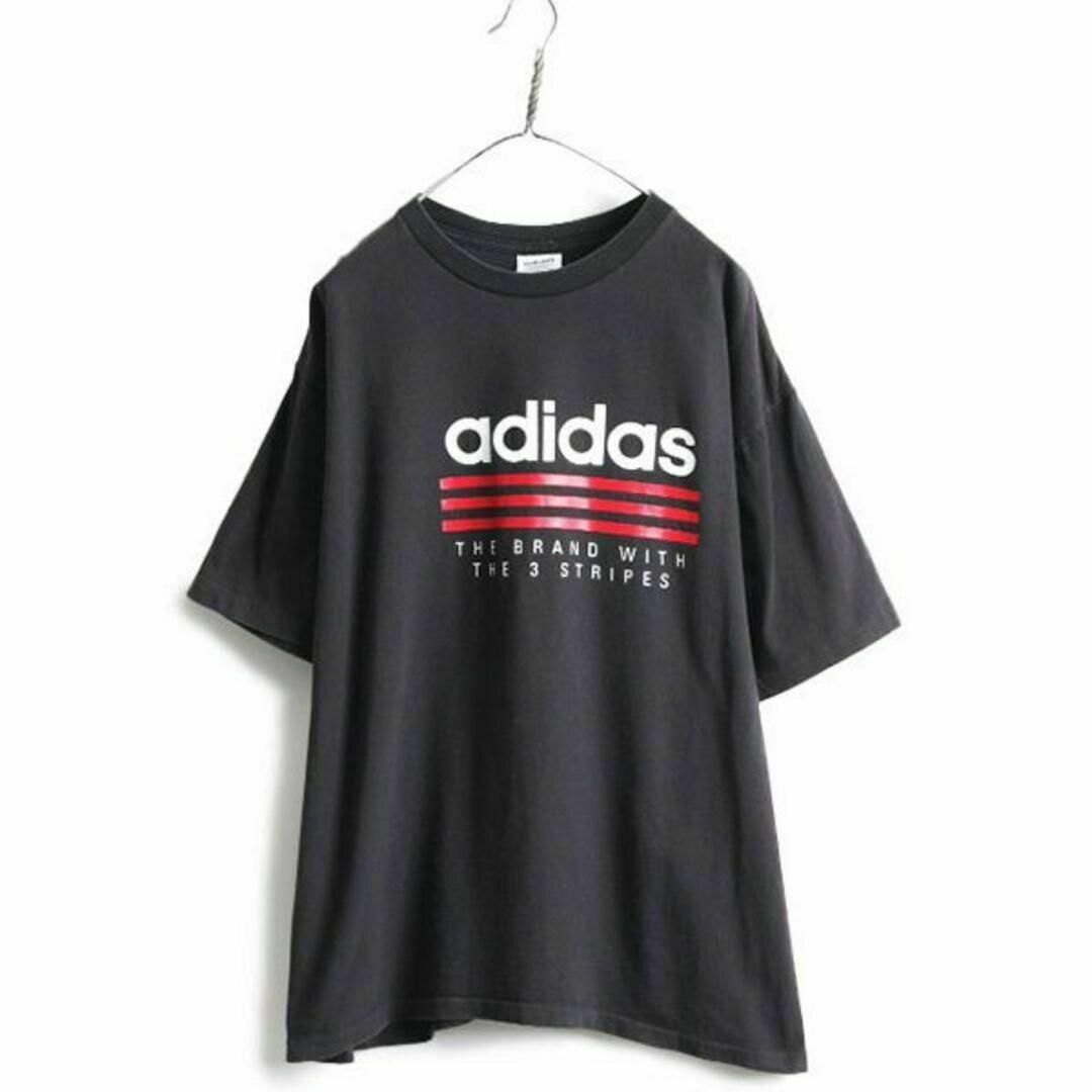 adidas(アディダス)の90s USA製 アディダス プリント 半袖 Tシャツ L ヘビーウェイト 黒 メンズのトップス(Tシャツ/カットソー(半袖/袖なし))の商品写真
