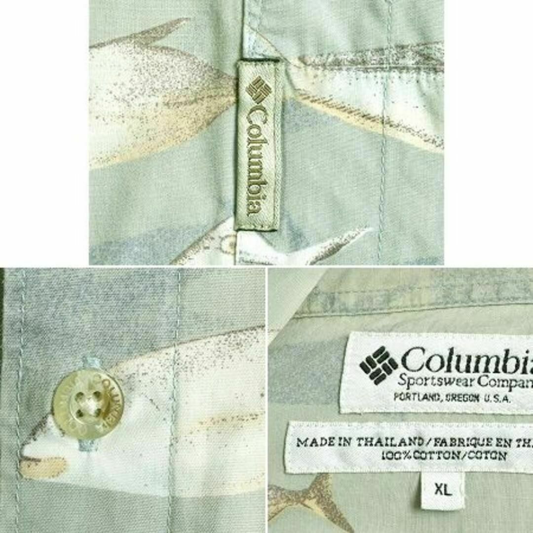 90s コロンビア フィッシュ 総柄 半袖 シャツ XL アウトドア オールドメンズ