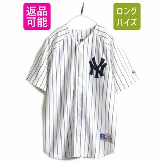 00s MLB ラッセル ヤンキース ベースボール シャツ S 程 ユニフォーム(ウェア)