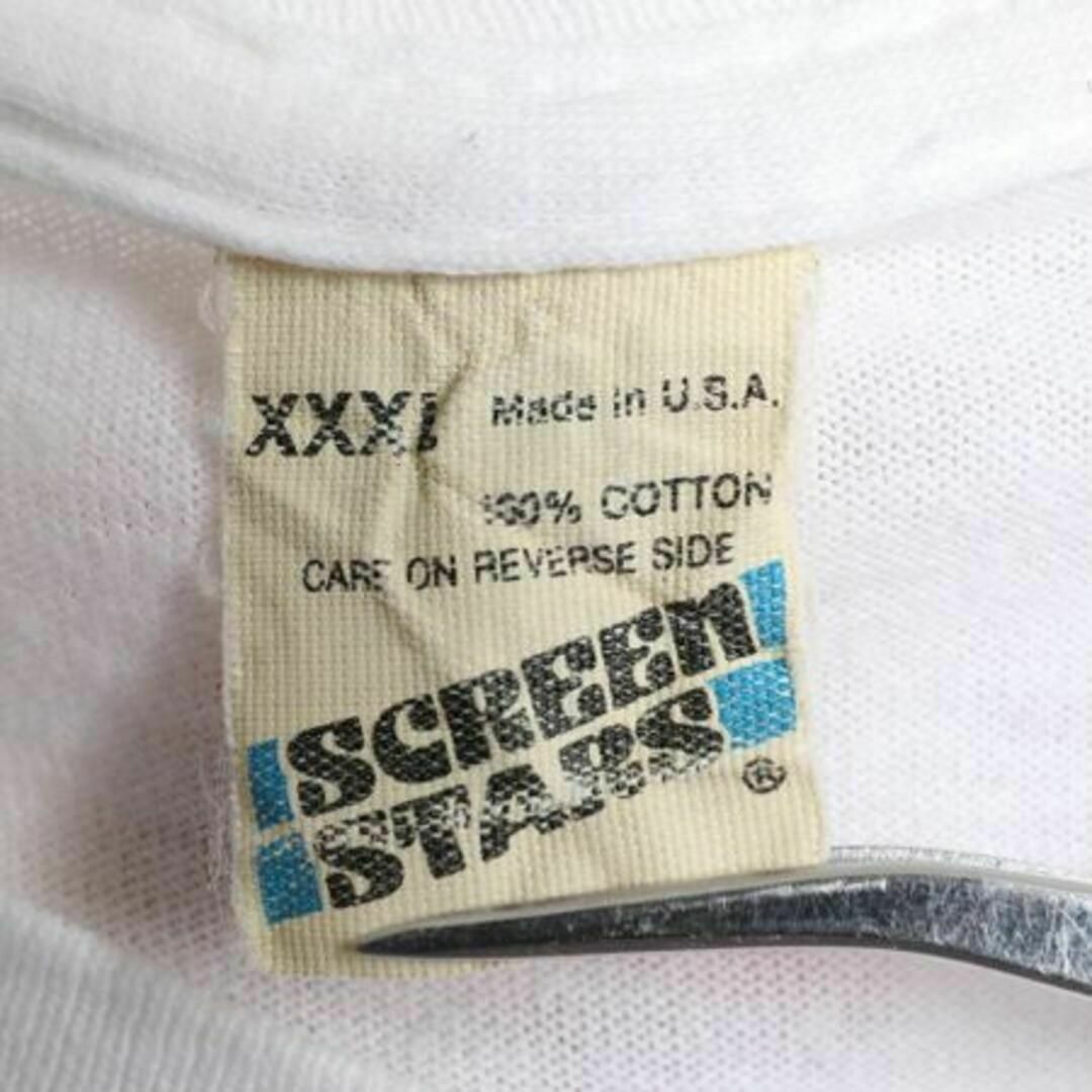 80s ビンテージ USA製 アート 大判 発泡 プリント 半袖 Tシャツ 白 メンズのトップス(Tシャツ/カットソー(半袖/袖なし))の商品写真