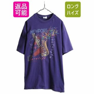 90s USA製 ジャズ フェスティバル アートプリント Tシャツ XL 当時物(Tシャツ/カットソー(半袖/袖なし))