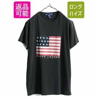 ラルフローレン(Ralph Lauren)の90s USA製 ポロスポーツ ラルフローレン 星条旗 プリントTシャツ S 黒(Tシャツ(半袖/袖なし))