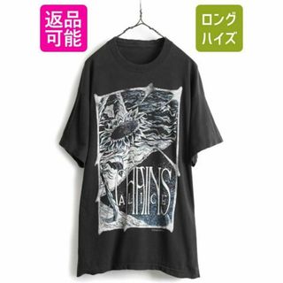 90s アリスインチェインズ ひまわり アートプリントTシャツ XL 当時物 黒(Tシャツ/カットソー(半袖/袖なし))