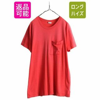 80s USA製 フルーツオブザルーム ポケット付き Tシャツ XL 赤 無地(Tシャツ/カットソー(半袖/袖なし))