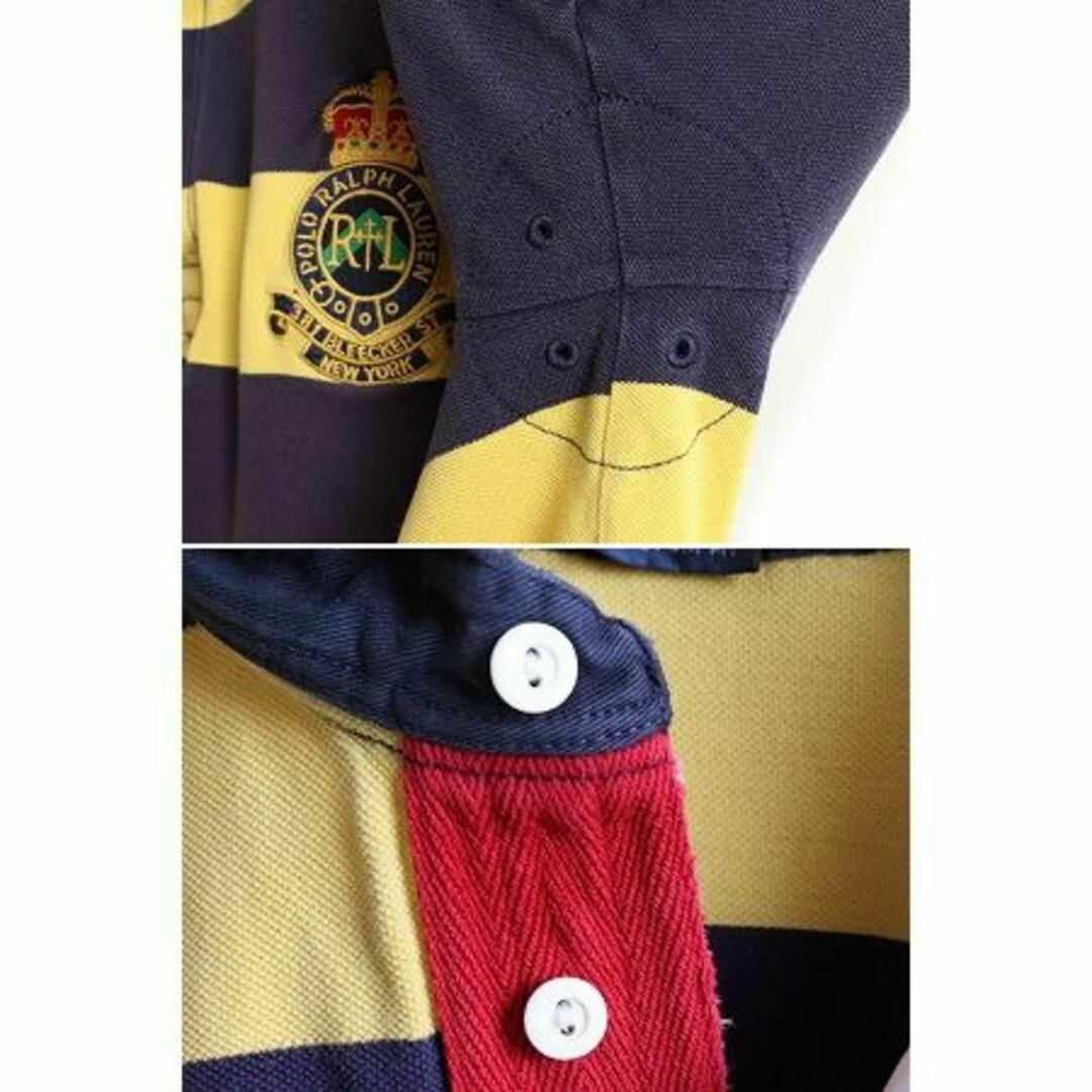 Ralph Lauren(ラルフローレン)のポロ ラルフローレン ワイド ボーダー 鹿の子 半袖 ポロシャツ XXL 紺 黄 メンズのトップス(ポロシャツ)の商品写真