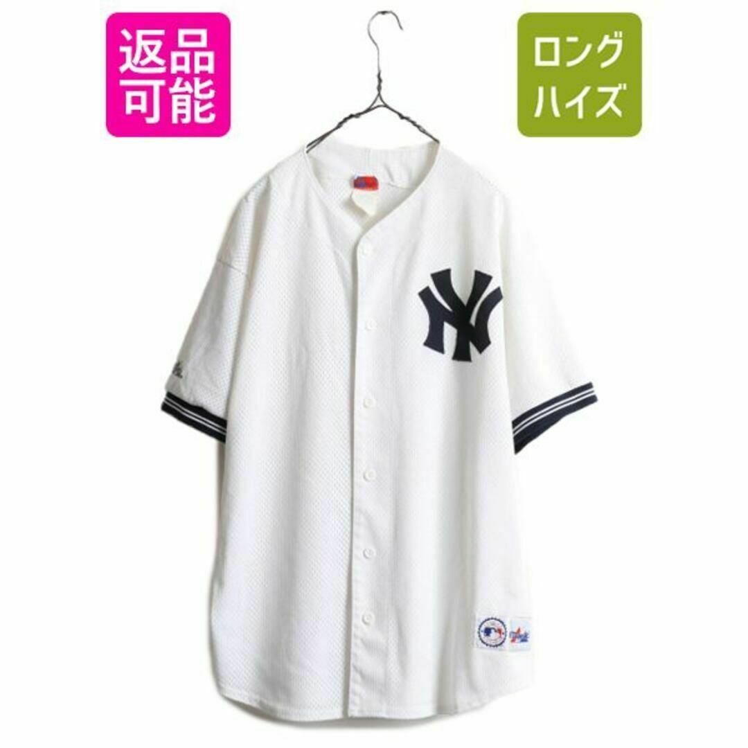 USA製 MLB Majestic ヤンキース ベースボールシャツ XL 野球