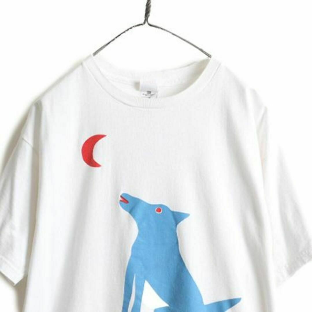 90s アニマル アート プリントTシャツ XL 白 犬 イラスト キャラクター 2