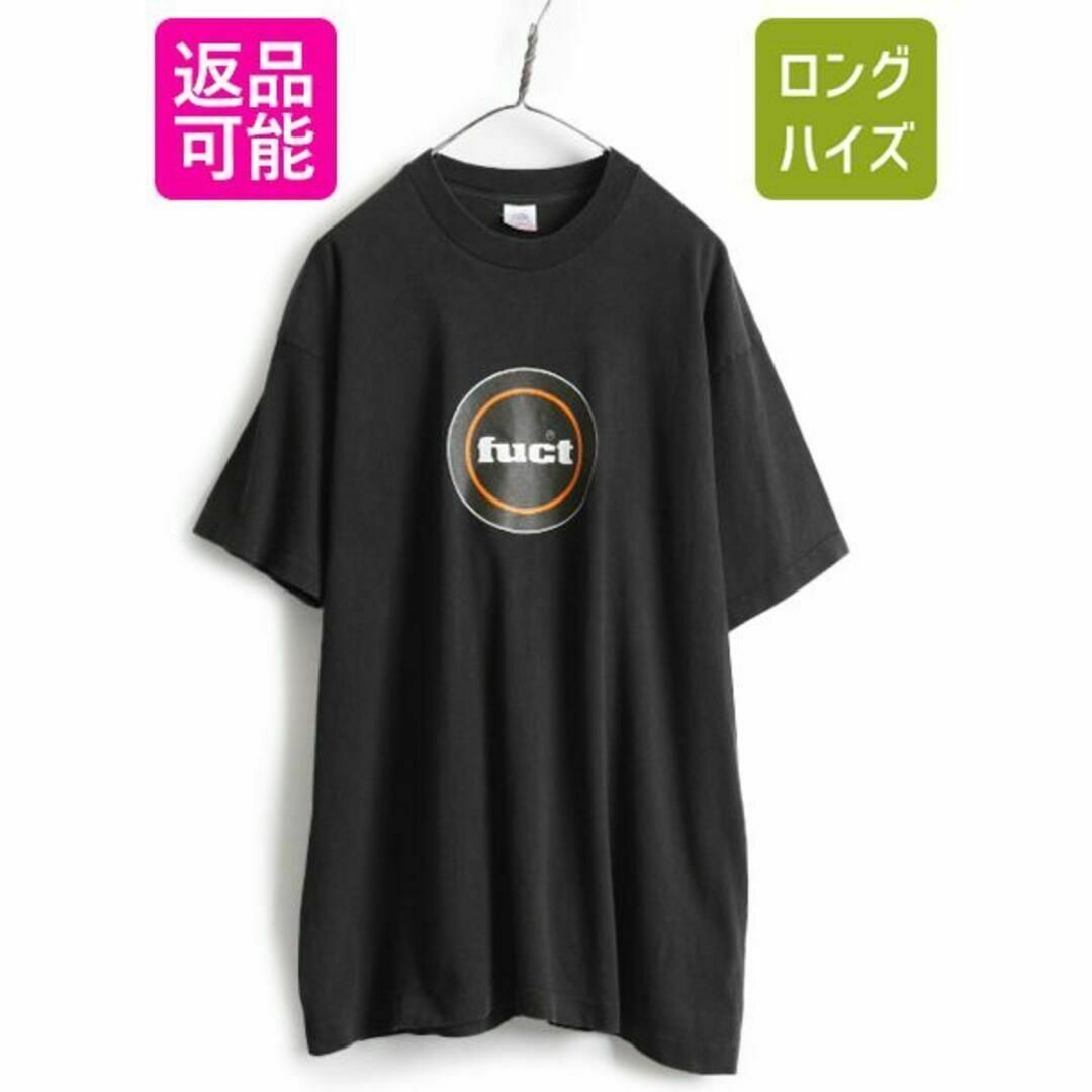 Tシャツ/カットソー(半袖/袖なし)90s USA製 FUCT 初期 サークル ロゴ Tシャツ XL 黒 当時物