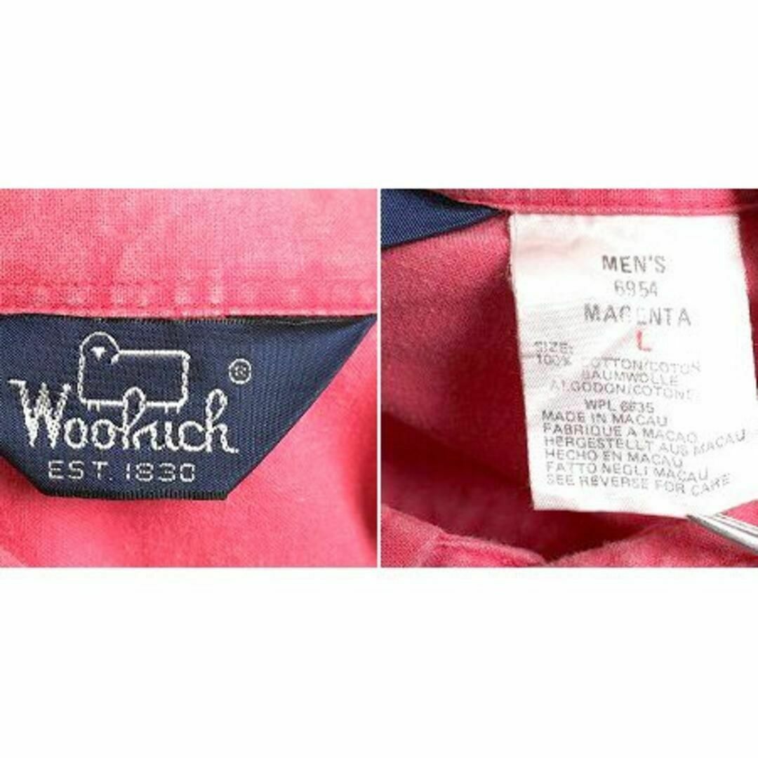 WOOLRICH(ウールリッチ)の80s ウールリッチ コットン 半袖シャツ ポケット付き 無地 L マゼンタ メンズのトップス(シャツ)の商品写真