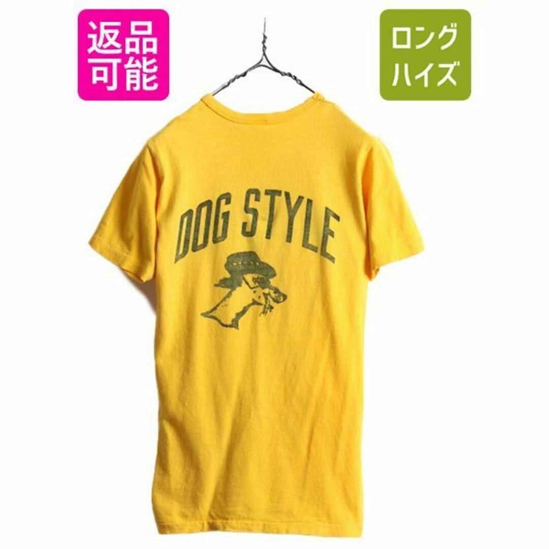 70s アニマル ドッグ 染み込み バック プリントTシャツ XS キャラクター メンズのトップス(Tシャツ/カットソー(半袖/袖なし))の商品写真