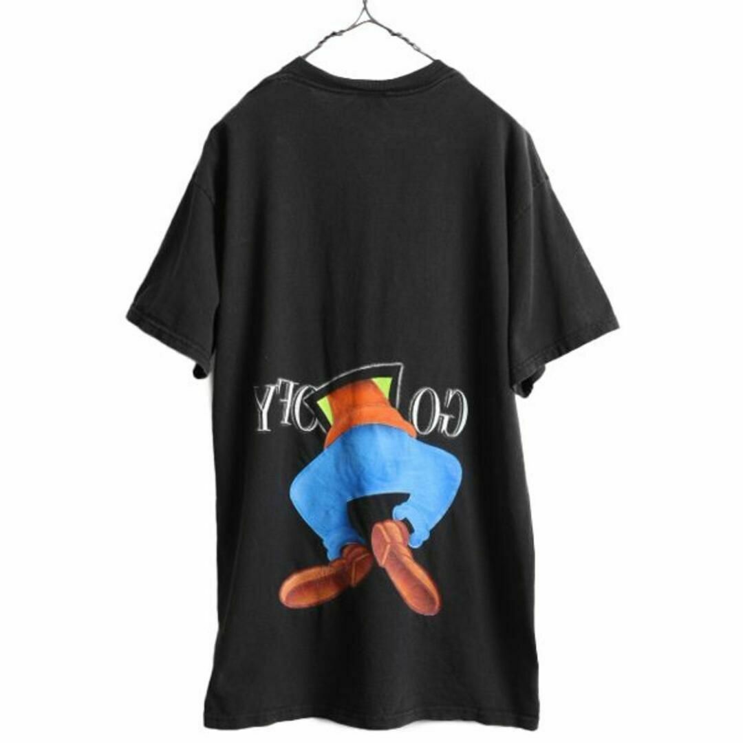 90s ディズニー オフィシャル グーフィー 両面 プリント Tシャツ L 黒