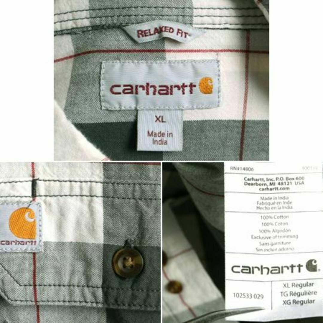 US企画 カーハート チェック 半袖 シャツ XL ワーク コットン 廃盤モデル メンズのトップス(シャツ)の商品写真