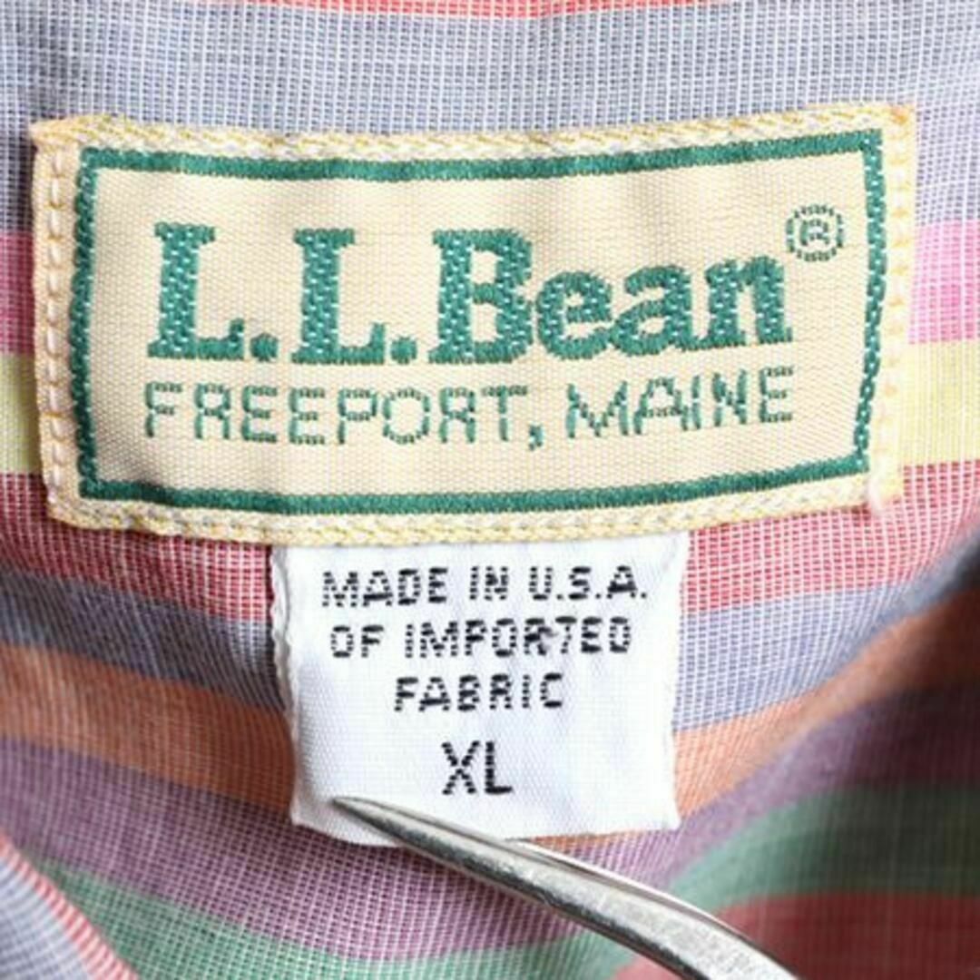 L.L.Bean(エルエルビーン)の80s USA製 エルエルビーン ストライプ 半袖 ボタンダウン シャツ XL メンズのトップス(シャツ)の商品写真