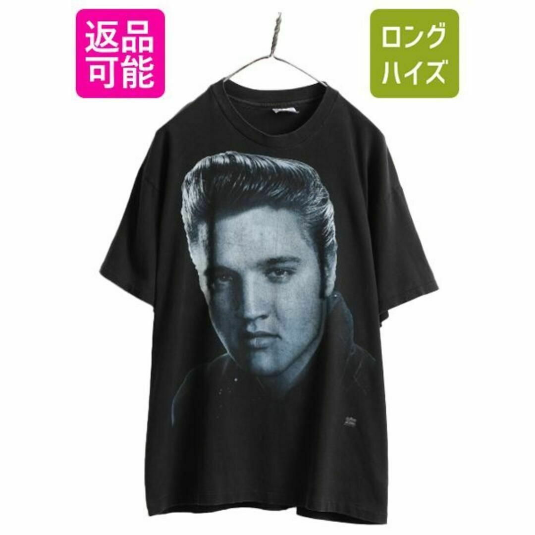 90s エルビス プレスリー プリント Tシャツ L オフィシャル 黒 ロックメンズ